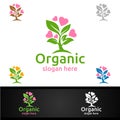 Love Natural and Organic Logo design for Herbal, Ecology, Health, Yoga, Food, or Farm Concept Royalty Free Stock Photo