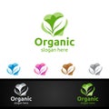 Love Natural and Organic Logo design for Herbal, Ecology, Health, Yoga, Food, or Farm Concept Royalty Free Stock Photo