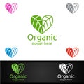 Love Natural and Organic Logo design for Herbal, Ecology, Health, Yoga, Food, or Farm Concept Royalty Free Stock Photo