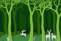 Love nature with animal wildlife in green woods,paper art design for World forest day,banner or poster