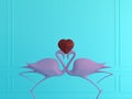 Love and natureconcept .Flamingo with red heart.Valentines day. Royalty Free Stock Photo
