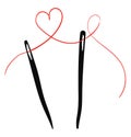 Love needle and thread illustration vector Royalty Free Stock Photo