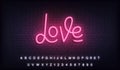 Love neon. Love neon glowing lettering sign for Valentines Day