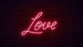 Love neon hand drawn lettering Royalty Free Stock Photo