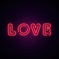 Love neon sign. Bright signboard.