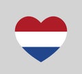 love Netherlands symbol, heart shape dutch flag icon, Nederlandse vlag vector illustration