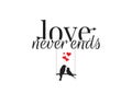 Love Never Ends, Wording Design, Wall Decals, Birds couple silhouette on swing isolated on white background