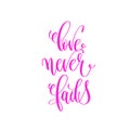 Love never fails - hand lettering calligraphy quote to valentine Royalty Free Stock Photo