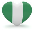 Love Nigeria: Nigerian Flag Heart 3d illustration