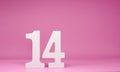 Love - No. 14 fourteen Isolated pink Background with Copy Space - Number 14% Percentage or Promotion - Discount or valentine d