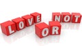 Love or not concept on toy cubes Royalty Free Stock Photo