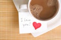 A love note with a cup of coffee Royalty Free Stock Photo