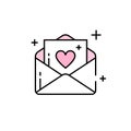 Love note line icon