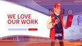 We love our work web banner, post office employe Royalty Free Stock Photo