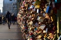 Love padlock on a bridge in cologne