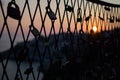 Love Padlocks on a Fence during Sunset in Dubrovnik, Croatia Royalty Free Stock Photo