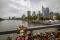 Love padlocks on the Iron Footbridge in Frankfurt, Germany Royalty Free Stock Photo