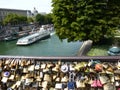 Love padlocks in Paris bridge,