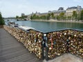 Love padlocks in Paris bridge,
