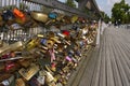 Love padlocks of the Passerelle Solferino bridge.