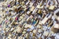 Love padlocks on Pont des Arts bridge, Seine river in Paris. France, Europe.