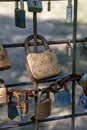 Love padlocks representing ever lasting love. Detail. Close up