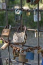 Love padlocks representing ever lasting love. Detail. Close up