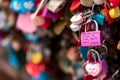 Love padlocks symbolizing love between couples at Namsan tower in Seoul South Korea Royalty Free Stock Photo