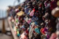 Love padlocks symbolizing love between couples at Namsan tower in Seoul South Korea Royalty Free Stock Photo