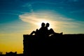 Love pair, silhouette, emotions, sunset