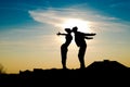 Love pair, silhouette, emotions, sunset