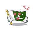 In love pakistan mascot flag in cartoon drawer