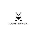 Love panda image vector, negative space love panda logo inspiration Royalty Free Stock Photo