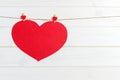 Love paper heart on string. Valentine day concept, copy space Royalty Free Stock Photo