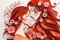 Love on Paper: Mother and Daughter Embracing on Mother\'s Day with Paper Quilling and Papercraft Technique, Generative AI