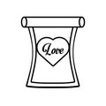 Love parchment message heart outline