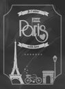 Love Paris chalkboard retro poster