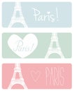 Love Paris pastel vector banner set