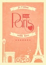 Love Paris vintage retro poster