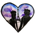 Love in paris waterclor illustration valentines card