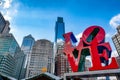 Love Park in Philadelphia, Pennsylvania, USA during Christmas time Royalty Free Stock Photo