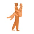 Love and passion concept. Young man and woman lovers in romantic sexual relationship. Boyfriend holding girlfriend in