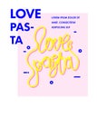 Love pasta banner. Vector card in linear style. Food poster