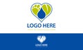 Love Paw Blue Drop Water Green Leaf Logo Design Royalty Free Stock Photo