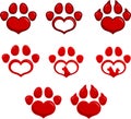 Love Paw Print Logo Design. Vector Collection Set Royalty Free Stock Photo