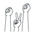 Love peace and fist hands vector design