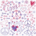 Love, Peace & Music Sketchy Notebook Doodles Royalty Free Stock Photo