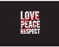 Love peace respect icon with black background