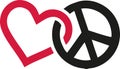 Love and peace signs intertwined Royalty Free Stock Photo