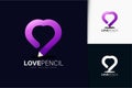 Love pencil logo design gradient